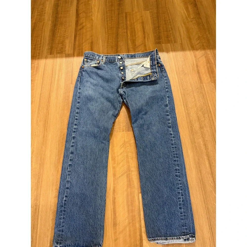 Levi's 501 Original Fit Jeans Mens W36 L32 Blue Straight Leg Button Fly Denim